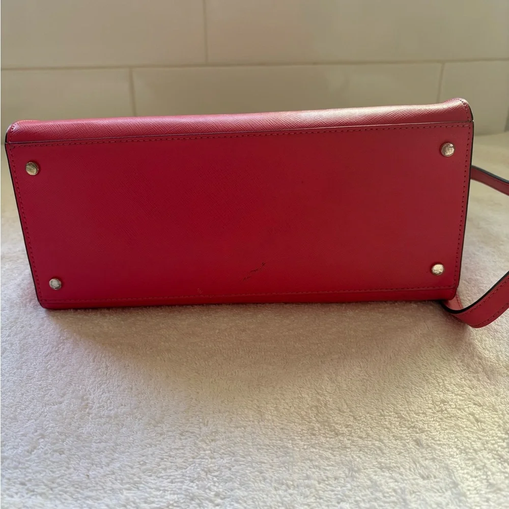 Kate Spade New York Staci Satchel Crossbody Bag Medium Size - Ruby Pink Leather